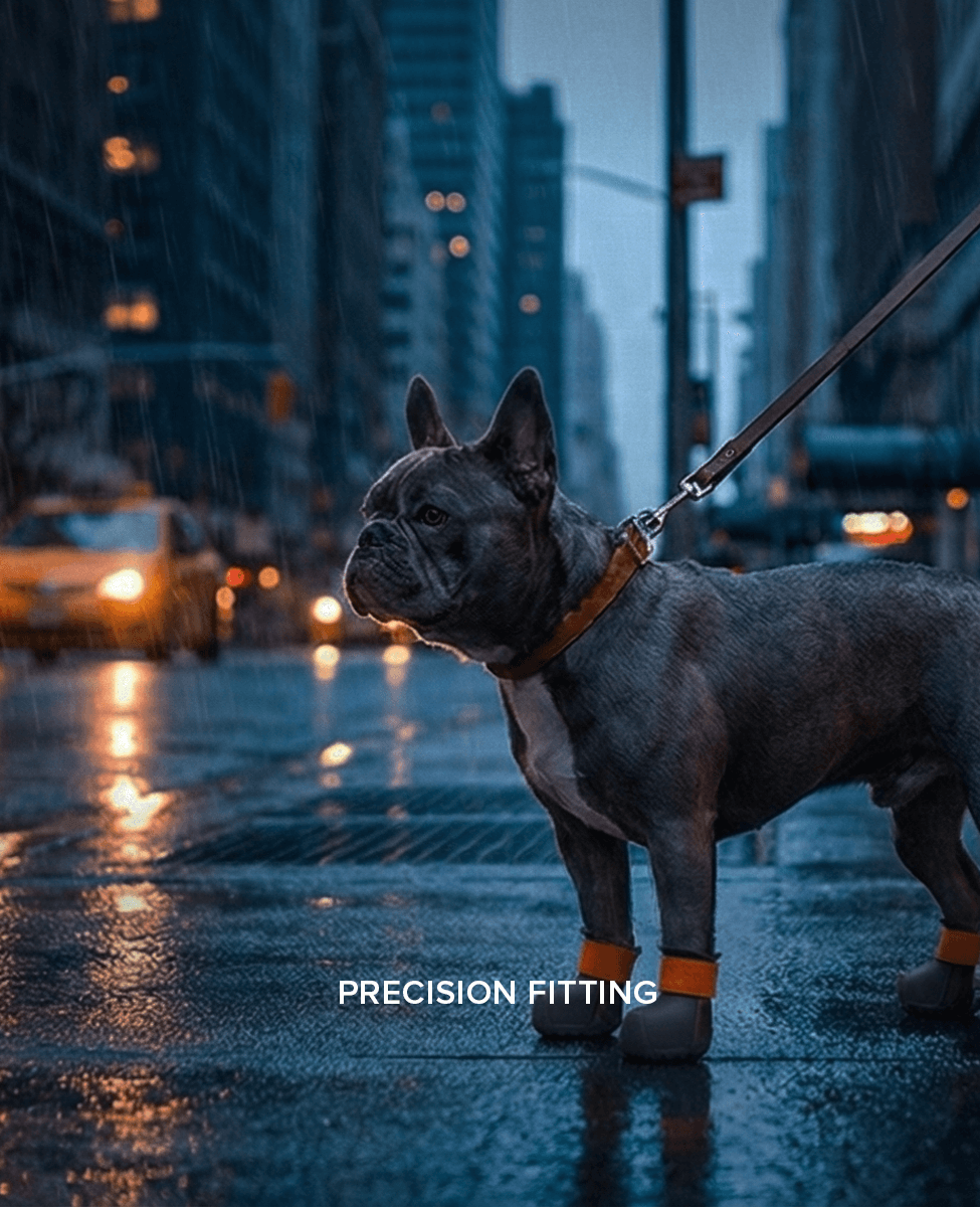 French bulldog wearing BARK and SOLE custom dog shoes in NY