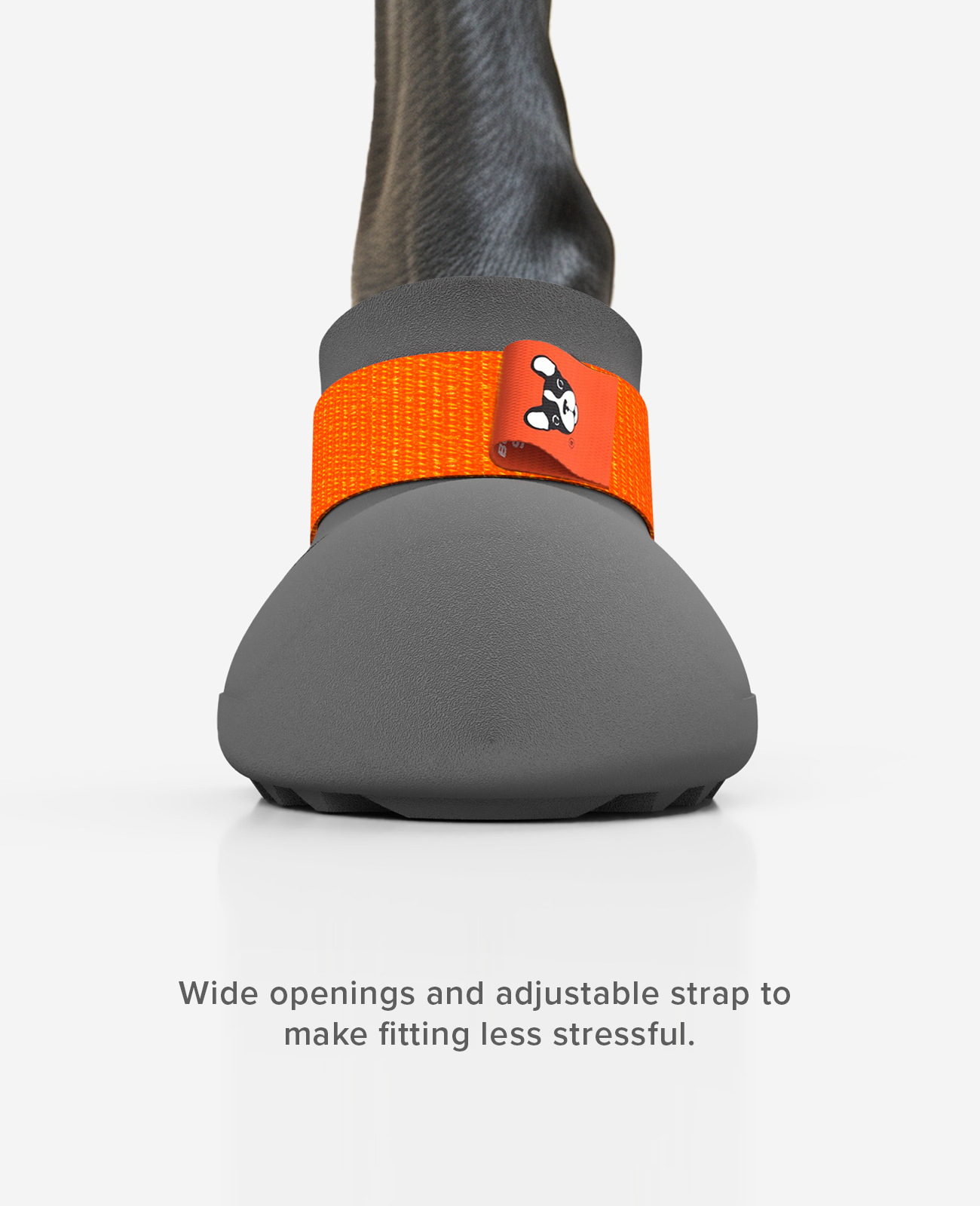 Custom post surgery dog shoe from front