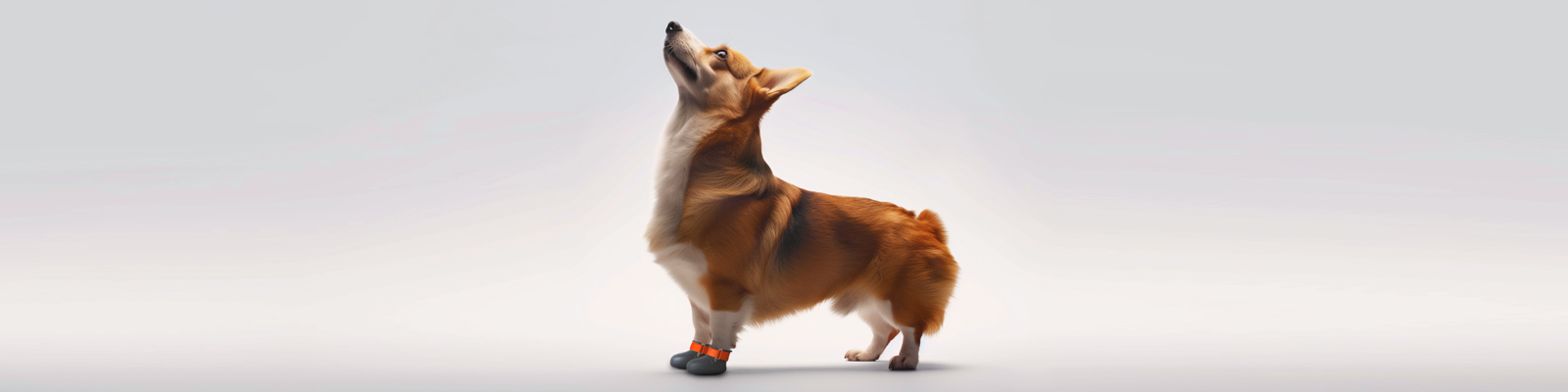 A corgi wearing corgi booties