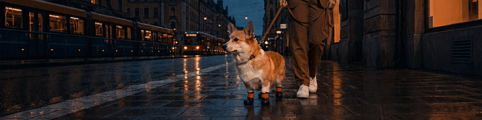 Corgi wearing BARK and SOLE custom dog shoes 