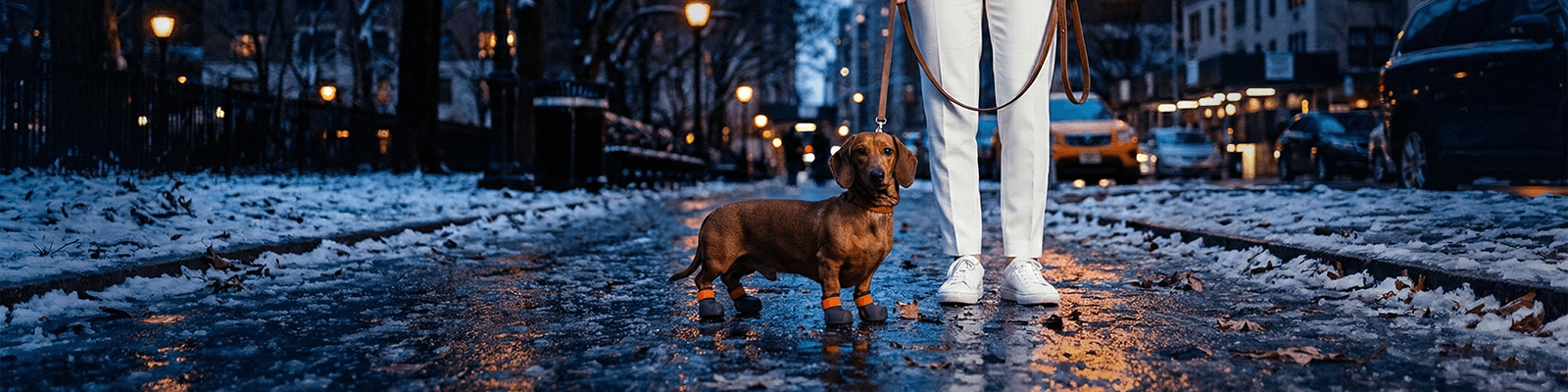 Dachshund wearing BARK and SOLE custom dog shoes