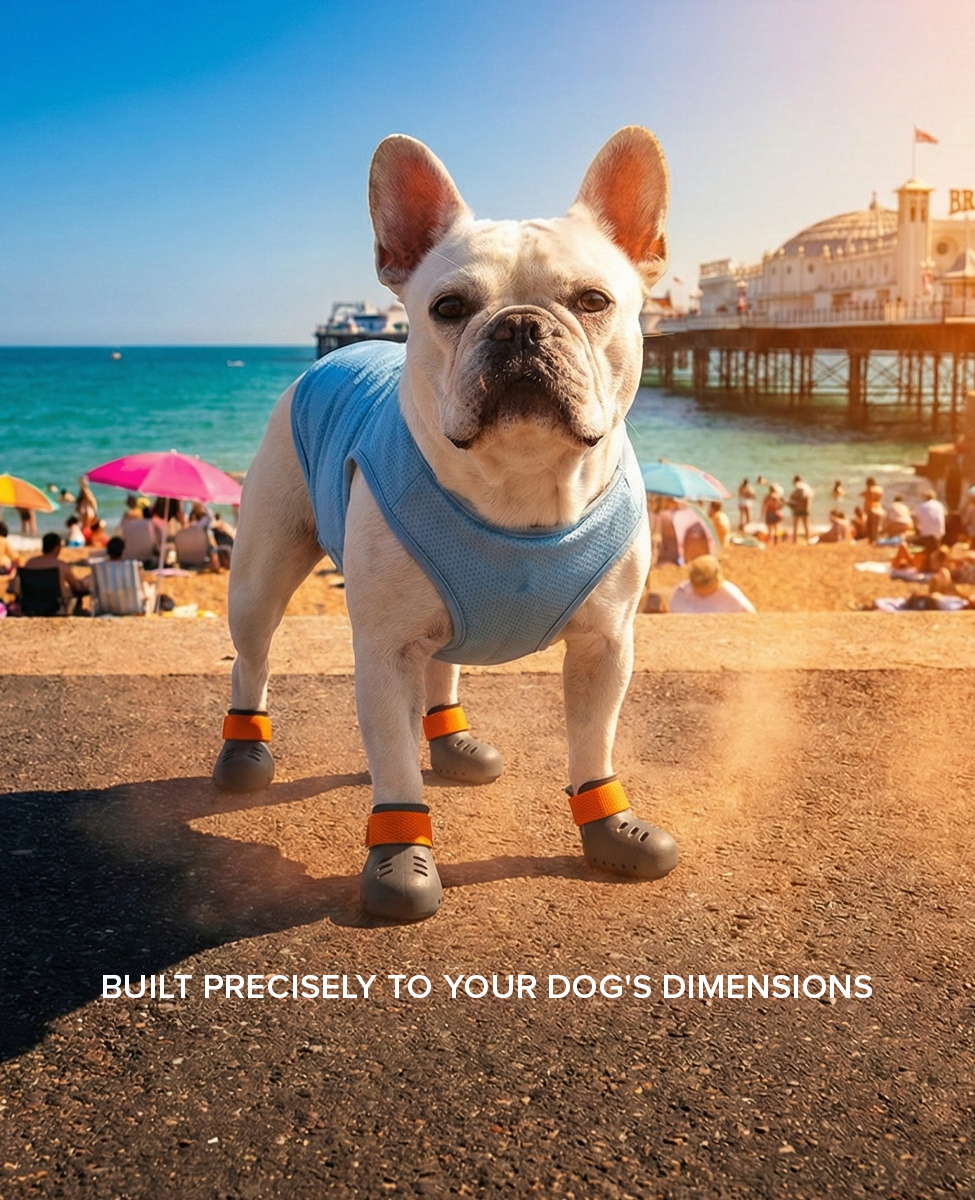 French bulldog custom summer dog shoes are built to your dogs dimensions