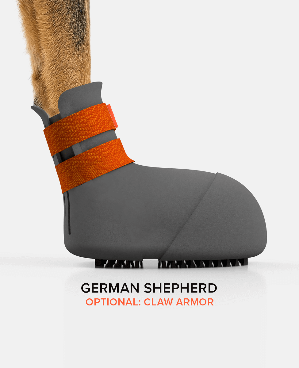 German shepherd protective dog shoe BARK & SOLE side view