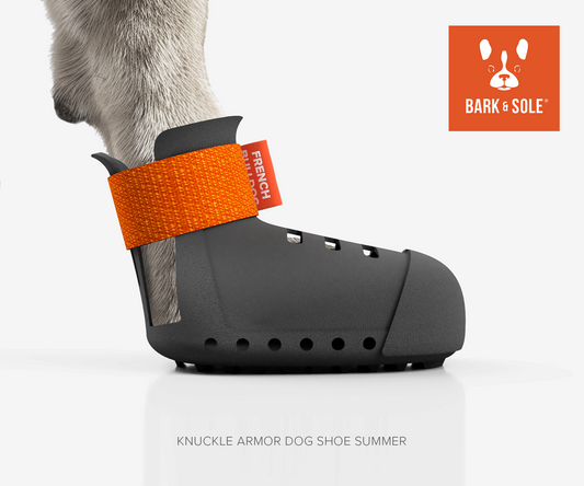 Knuckle Armor Summer dog shoe side view with BARK & SOLE logo