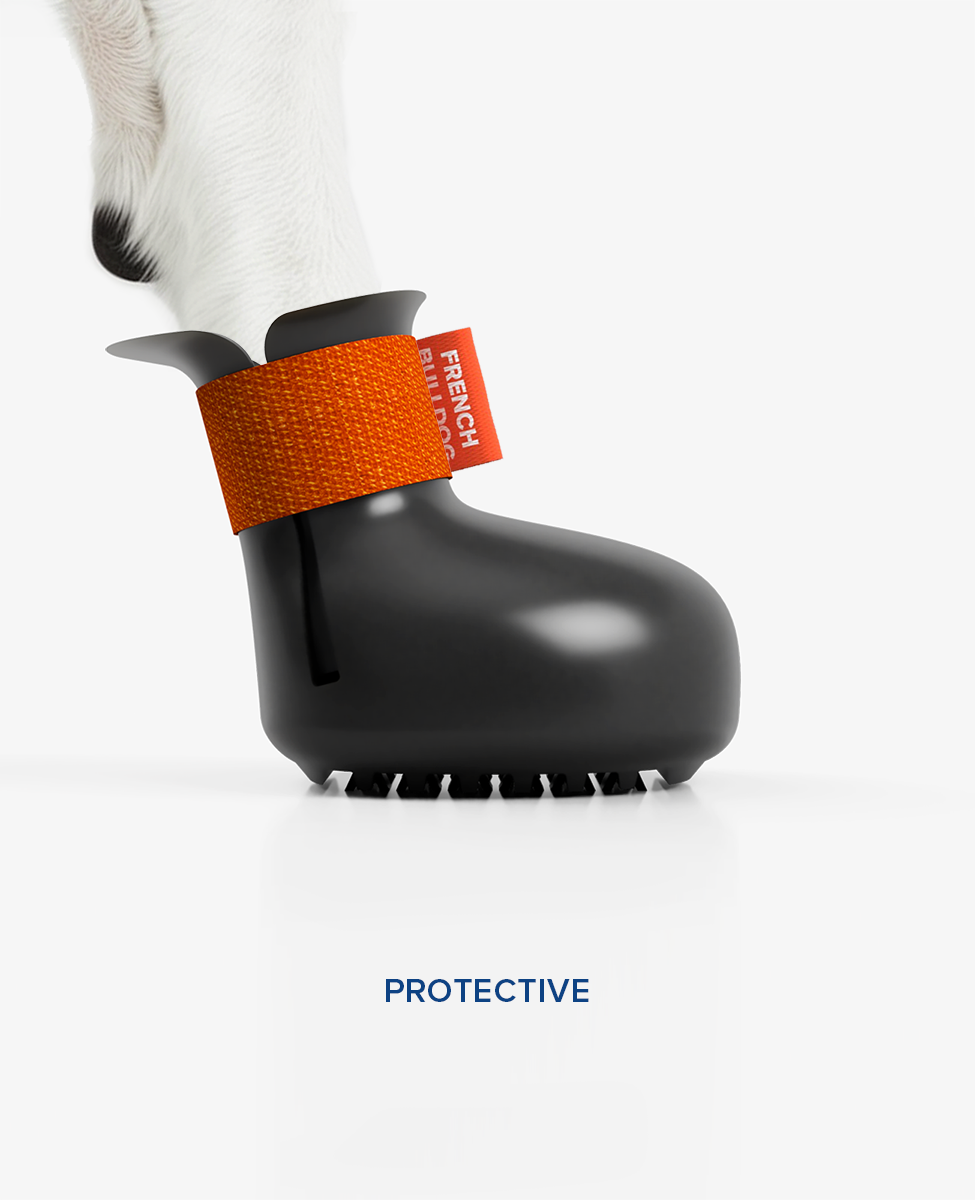 Protective BARK & SOLE winter custom dog shoe from side