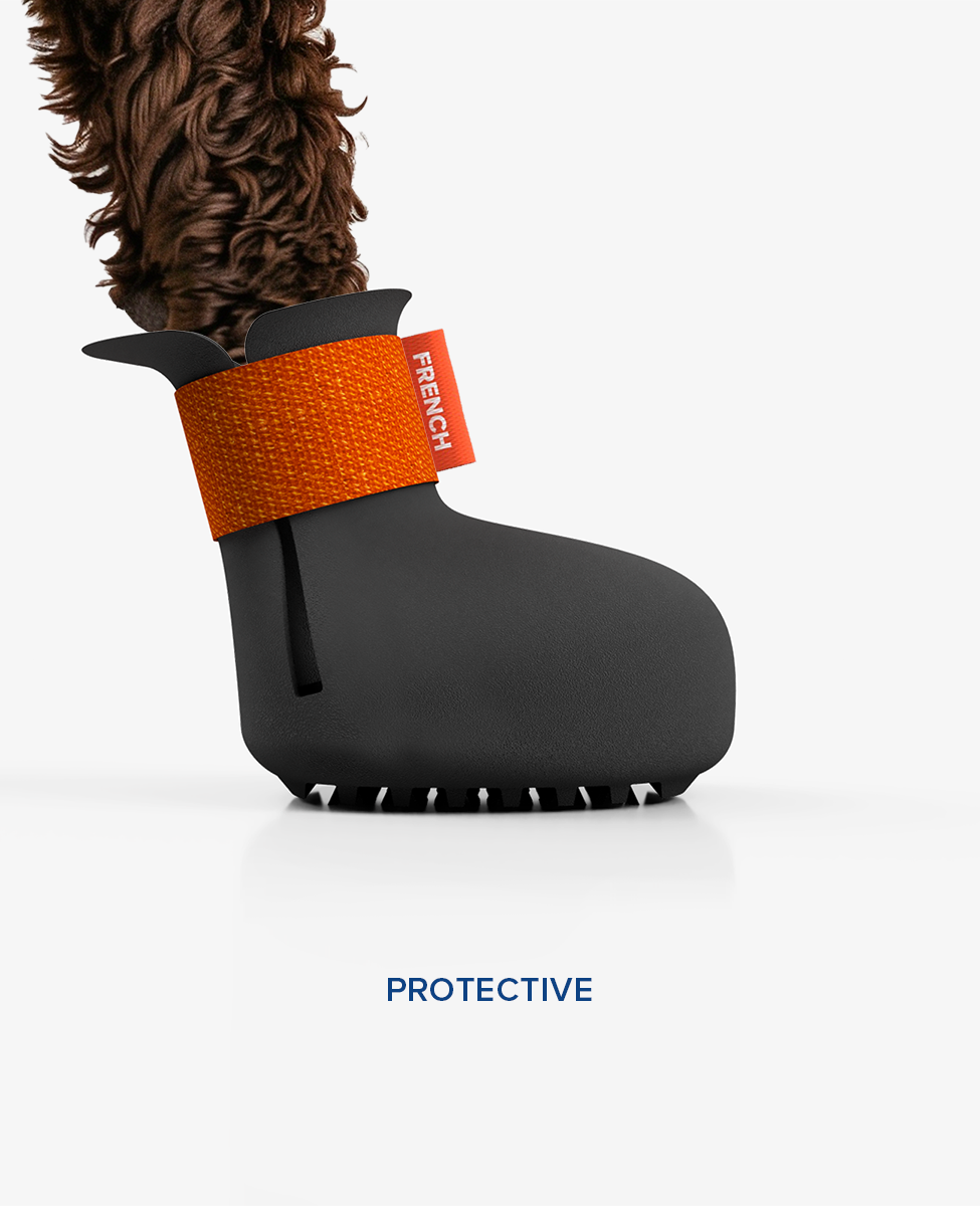 Protective BARK & SOLE custom dog shoe from side