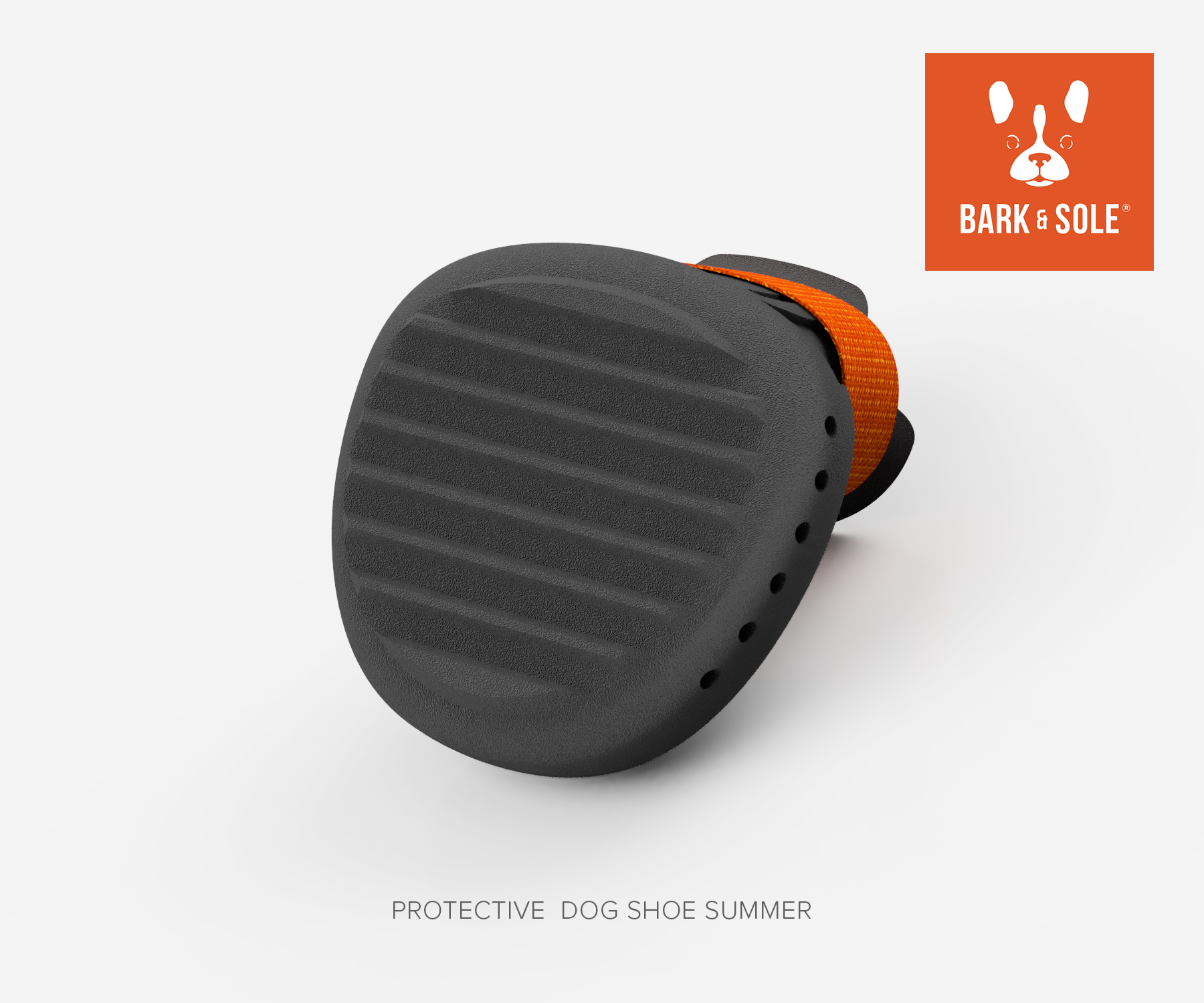 Protective Summer dog shoe bottom up with Bark & Sole logo